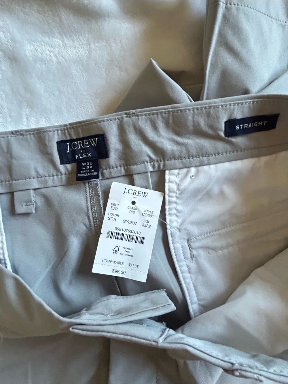 J. Crew Flex Men's Chinos in light Gray  size 36/32